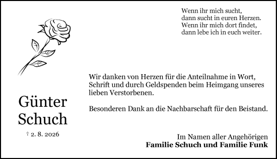 Traueranzeige von Günter Schuch von Allgemeine Zeitung Mainz