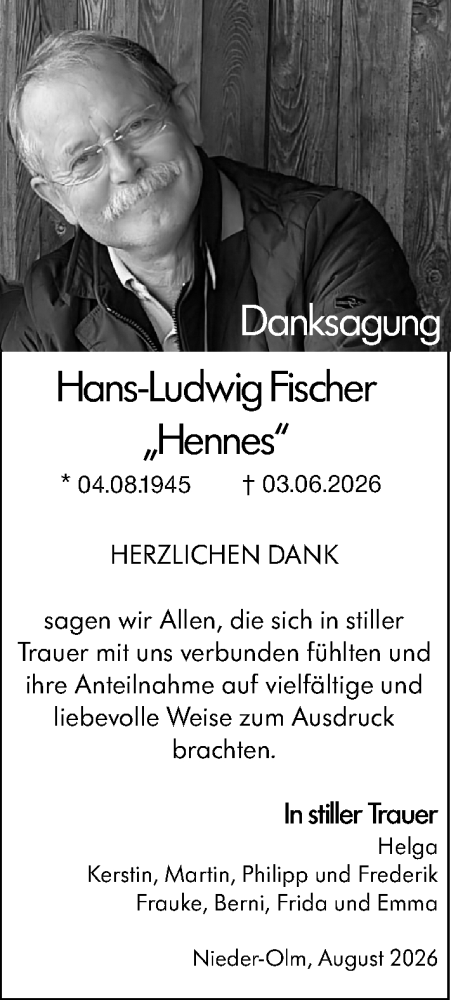 Traueranzeige von Hans-Ludwig Fischer von Allgemeine Zeitung Mainz