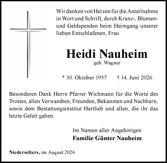 Traueranzeige von Heidi Nauheim von Camberger Anzeiger