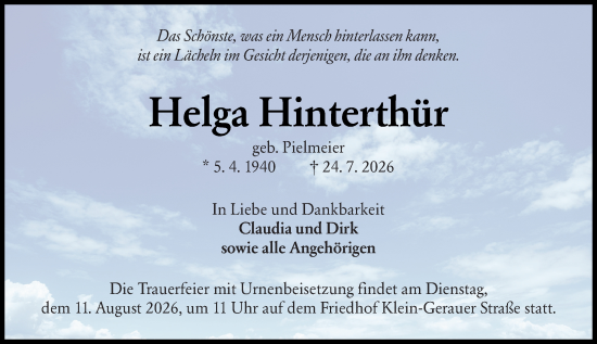 Traueranzeige von Helga Hinterthür von Groß-Gerauer Echo