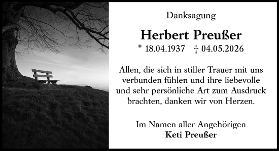 Traueranzeige von Herbert Preußer von Camberger Anzeiger