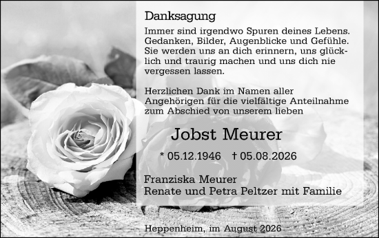 Traueranzeige von Jobst Meurer von Starkenburger Echo