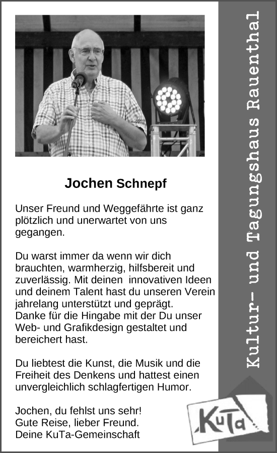Traueranzeige von Jochen Schnepf von Rheingau Kurier