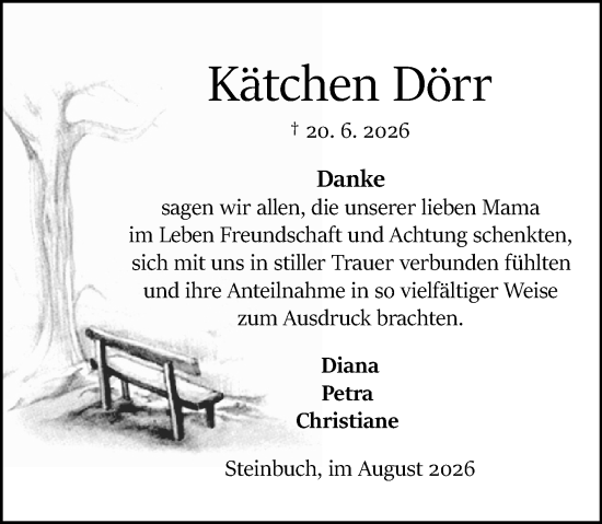 Traueranzeige von Kätchen Dörr von Odenwälder Echo