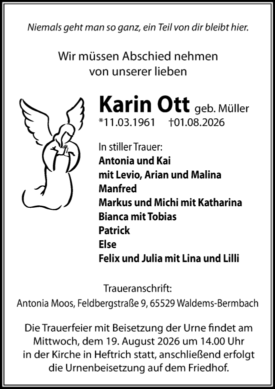 Traueranzeige von Karin Ott von Idsteiner Land/Untertaunus