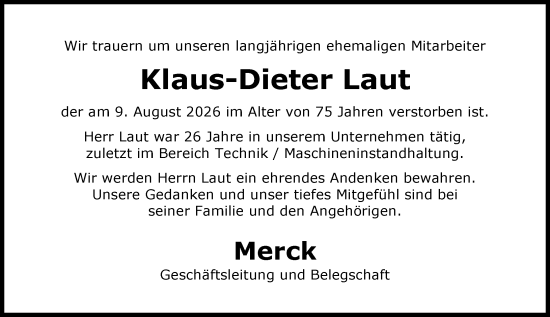 Traueranzeige von Klaus-Dieter Laut von Darmstädter Echo