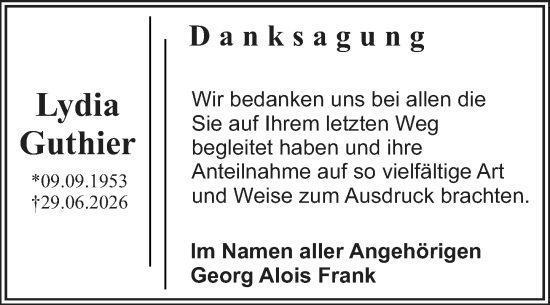 Traueranzeige von Lydia Guthier von Starkenburger Echo