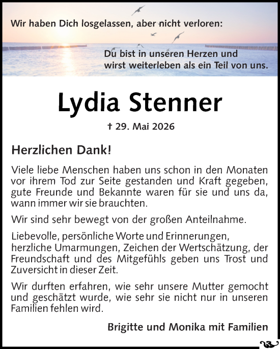 Traueranzeige von Lydia Stenner von Allgemeine Zeitung Mainz