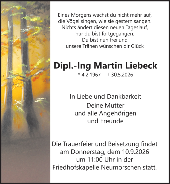 Traueranzeige von Martin Liebeck von Darmstädter Echo