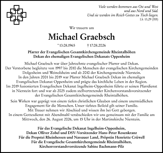 Traueranzeige von Michael Graebsch von Allgemeine Zeitung Rheinhessen-Nahe