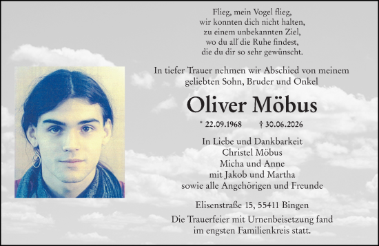 Traueranzeige von Oliver Möbus von Binger-/Ingelheimer Wochenblatt