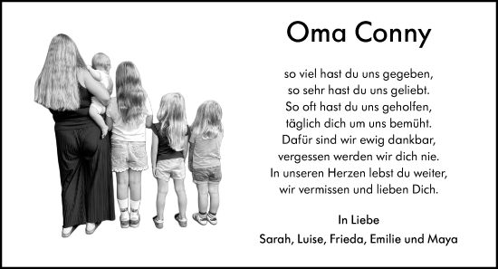 Traueranzeige von Oma Conny  von Wetzlarer Neue Zeitung