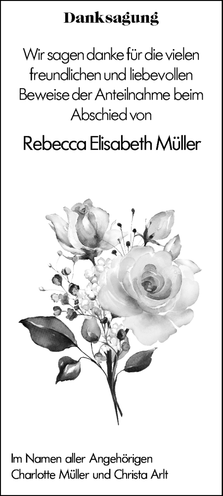 Traueranzeige von Rebecca Elisabeth Müller von Hinterländer Anzeiger