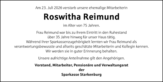 Traueranzeige von Roswitha Reimund von Starkenburger Echo