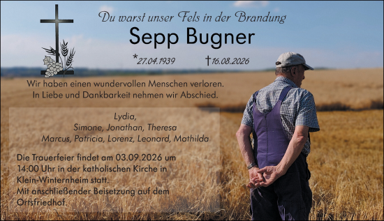 Traueranzeige von Sepp Bugner von Allgemeine Zeitung Mainz