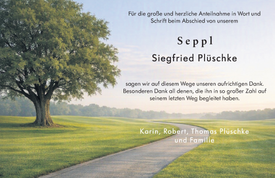 Traueranzeige von Siegfried Plüschke von Wiesbadener Kurier