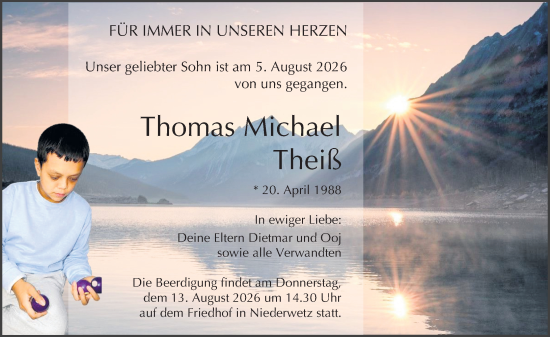 Traueranzeige von Thomas Michael Theiß von Wetzlarer Neue Zeitung
