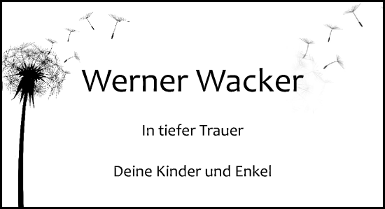 Traueranzeige von Werner Wacker von Odenwälder Echo