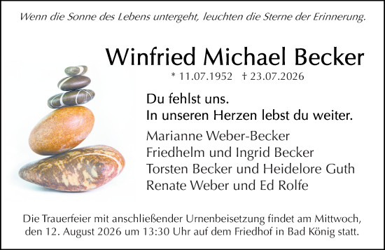 Traueranzeige von Winfried Michael Becker von Odenwälder Echo