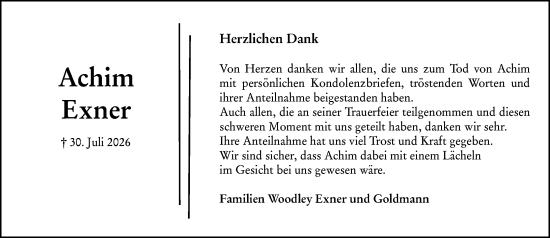 Traueranzeige von Achim Exner von Wiesbadener Kurier