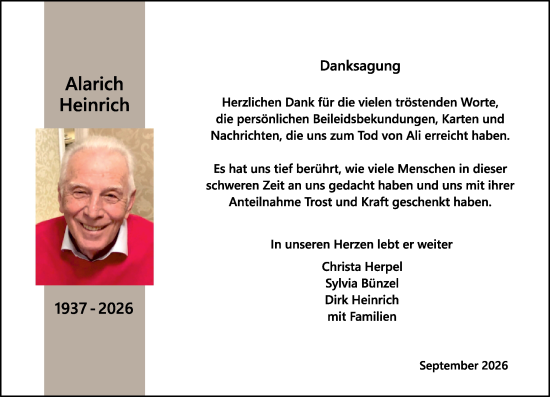 Traueranzeige von Alarich Heinrich von Hochheimer Zeitung