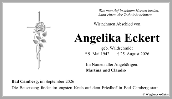 Traueranzeige von Angelika Eckert von Camberger Anzeiger