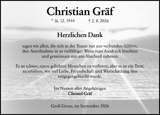 Traueranzeige von Christian Gräf von Groß-Gerauer Echo