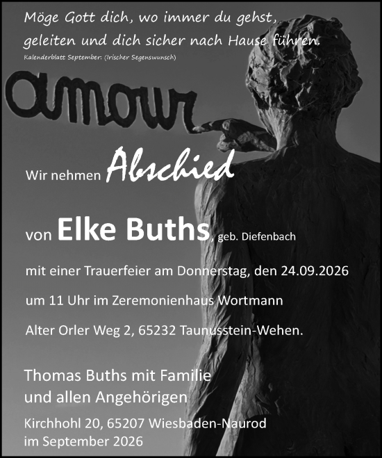 Traueranzeige von Elke Buths von Wiesbadener Kurier