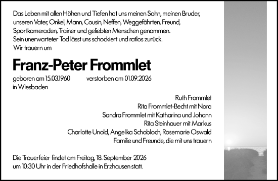 Traueranzeige von Franz-Peter Frommlet von Wiesbadener Kurier