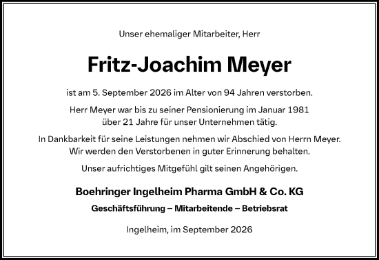 Traueranzeige von Fritz-Joachim Meyer von Allgemeine Zeitung Rheinhessen-Nahe