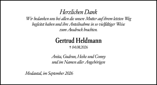 Traueranzeige von Gertrud Heldmann von Darmstädter Echo