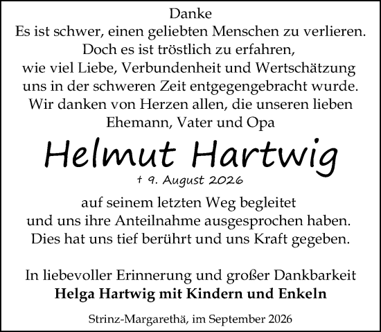 Traueranzeige von Helmut Hartwig von Idsteiner Land/Untertaunus