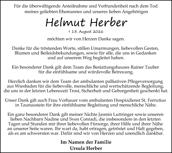 Traueranzeige von Helmut Herber von Idsteiner Land/Untertaunus