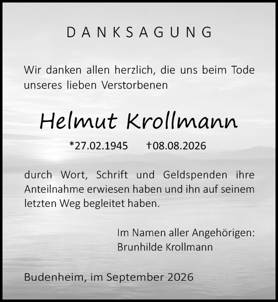 Traueranzeige von Helmut Krollmann von Allgemeine Zeitung Rheinhessen-Nahe