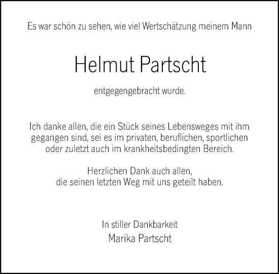 Traueranzeige von Helmut Partscht von Wetzlarer Neue Zeitung
