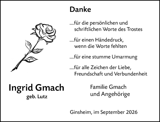 Traueranzeige von Ingrid Gmach von Rüsselsheimer Echo