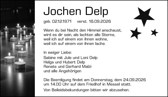 Traueranzeige von Jochen Delp von Darmstädter Echo