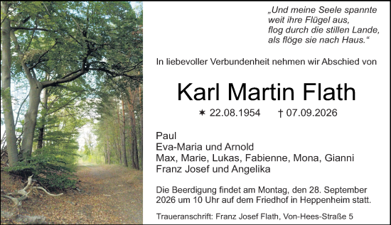 Traueranzeige von Karl Martin Flath von Starkenburger Echo