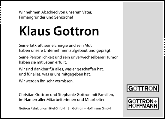 Traueranzeige von Klaus Gottron von Allgemeine Zeitung Mainz