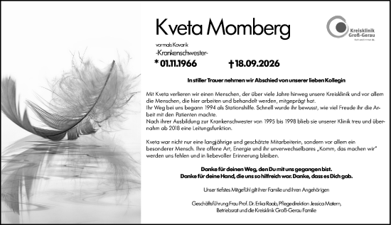 Traueranzeige von Kveta Momberg von Groß-Gerauer Echo