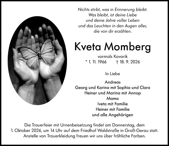 Traueranzeige von Kveta Momberg von Groß-Gerauer Echo