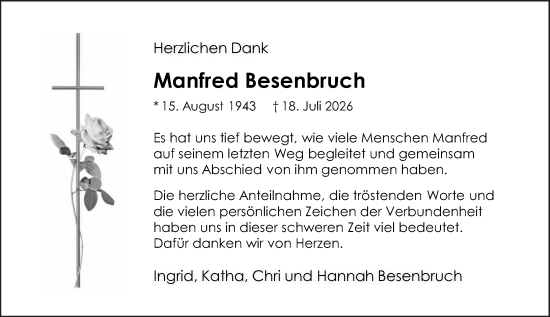 Traueranzeige von Manfred Besenbruch von Wiesbadener Kurier