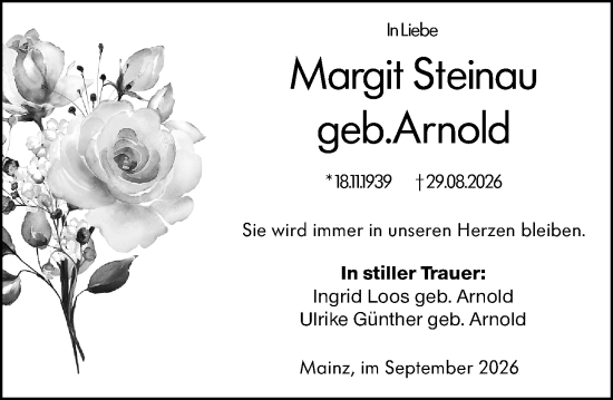 Traueranzeige von Margit Steinau von Allgemeine Zeitung Mainz