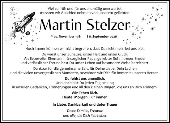 Traueranzeige von Martin Stelzer von Darmstädter Echo