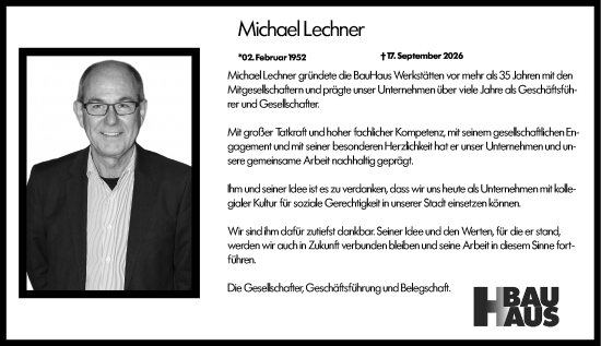 Traueranzeige von Michael Lechner von Wiesbadener Kurier