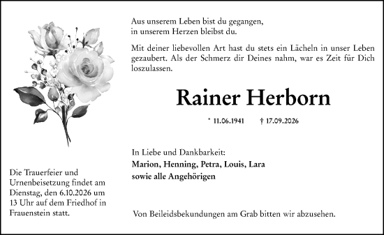 Traueranzeige von Rainer Herborn von Wiesbadener Kurier