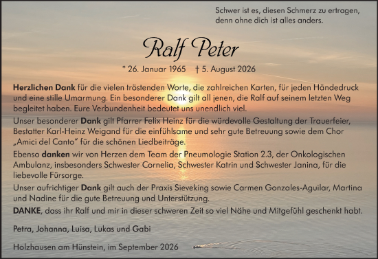 Traueranzeige von Ralf Peter von Hinterländer Anzeiger