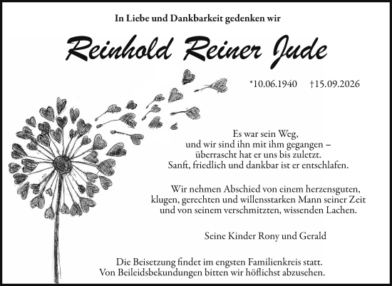 Traueranzeige von Reinhold Reiner Jude von Rüsselsheimer Echo
