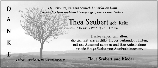 Traueranzeige von Thea Seubert von Groß-Gerauer Echo