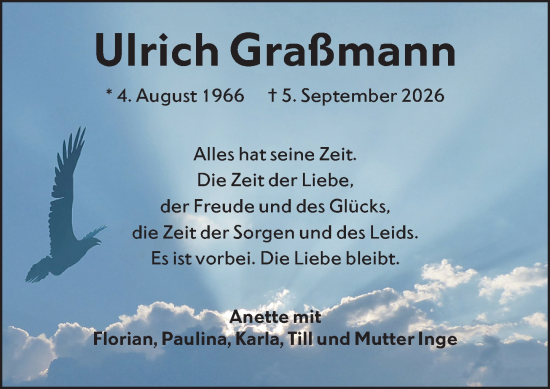 Traueranzeige von Ulrich Graßmann von Camberger Anzeiger